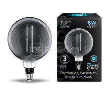 Лампа светодиодная Vintage Filament Straight G200 6Вт 330лм 4000К E27 200х283мм Gray Gauss 154802205