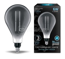 Лампа светодиодная Vintage Filament Straight PS160 6Вт 330лм 4000К E27 290х160мм Gray Gauss 179802205