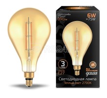 Лампа светодиодная Vintage Filament Straight PS160 6Вт 890лм 2700К E27 160х290мм Amber Gauss 179802118