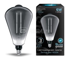 Лампа светодиодная Vintage Filament Straight ST164 6Вт 330лм 4000К E27 164х297мм Gray Gauss 157802205