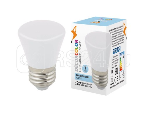 Лампа светодиодная декоративная LED-D45-1W/6000K/E27/FR/С BELL Колокольчик мат. дневной свет (6000К) картон Volpe UL-00005804