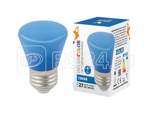 Лампа светодиодная декоративная LED-D45-1W/BLUE/E27/FR/С BELL Колокольчик мат. син. картон Volpe UL-00005639