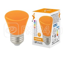 Лампа светодиодная декоративная LED-D45-1W/ORANGE/E27/FR/С BELL Колокольчик мат. оранж. картон Volpe UL-00005642