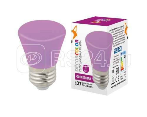 Лампа светодиодная декоративная LED-D45-1W/PURPLE/E27/FR/С BELL Колокольчик мат. фиол. картон Volpe UL-00005644