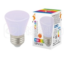 Лампа светодиодная декоративная LED-D45-1W/RGB/E27/FR/С BELL Колокольчик мат. RGB. картон Volpe UL-00005805