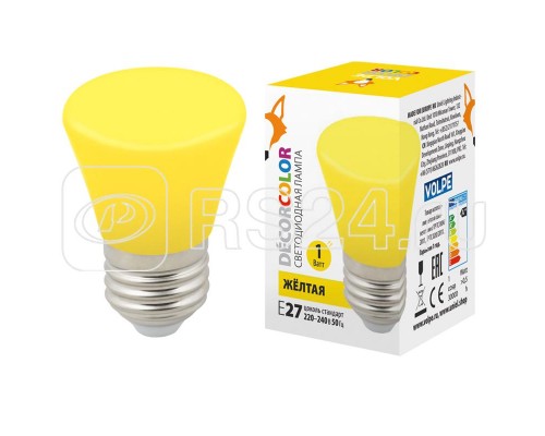 Лампа светодиодная декоративная LED-D45-1W/YELLOW/E27/FR/С BELL Колокольчик мат. желт. картон Volpe UL-00005641