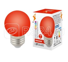 Лампа светодиодная декоративная LED-G45-1W/RED/E27/FR/С шар мат. красн. картон Volpe UL-00005646