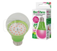 Лампа светодиодная для растений LED-A60-8W/SPSB/E27/CL PLP30GR A спектр для рассады и цветения прозр. картон Uniel UL-00004581
