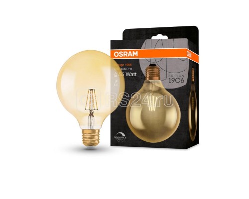 Лампа светодиодная филаментная 1906 LED GLOBE 6.5W/824 230В FIL GD E27 FS1 OSRAM 4058075808997