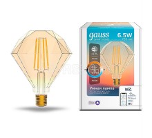 Лампа светодиодная филаментная Smart Home 6.5Вт 2000-5500К E27 DIM+CCT Diamond Golden Gauss 1370112