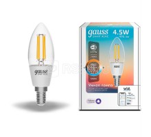 Лампа светодиодная филаментная Smart Home C35 4.5Вт 2000-6500К E14 DIM+CCT Gauss 1250112