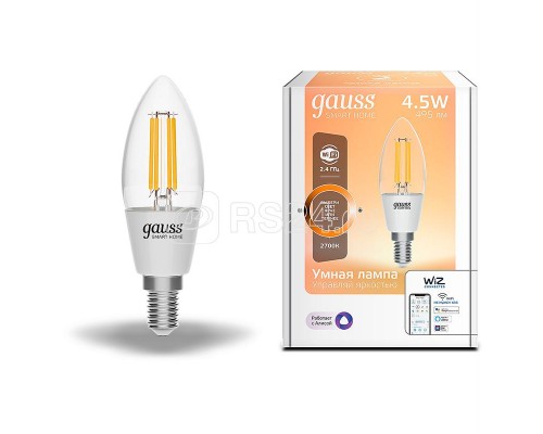 Лампа светодиодная филаментная Smart Home C35 4.5Вт E14 DIM Gauss 1230112