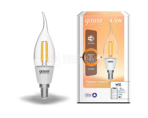 Лампа светодиодная филаментная Smart Home CF35 4.5Вт E14 DIM Gauss 1260112
