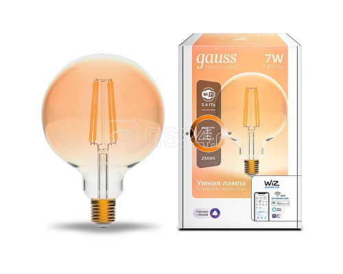 Лампа светодиодная филаментная Smart Home G95 7Вт E27 DIM Golden Gauss 1320112