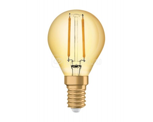 Лампа светодиодная филаментная Vintage 1906 LED CL P FIL GOLD 22 non-dim 2.5W/824 2.5Вт (замена 22Вт) 2400К тепл. бел. E14 220лм 220-240В золотистая OSRAM 4058075290815