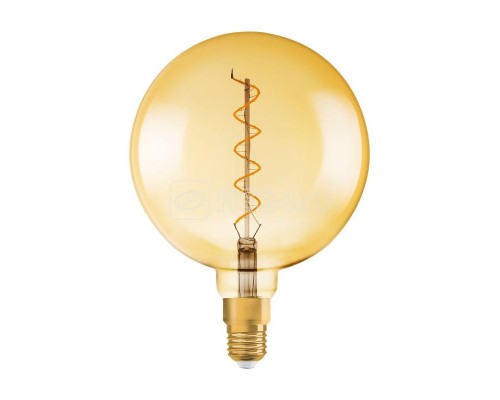 Лампа светодиодная филаментная Vintage 1906 LED dim CL GLOBE200 FIL GOLD 28 dim 5W/820 5Вт (замена 28Вт) тепл. бел. E27 золотистая диммир. OSRAM 4058075269729