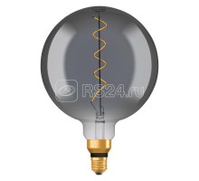 Лампа светодиодная филаментная Vintage 1906 LED dim CL GLOBE200 FIL SMOKE 12 dim 5W/818 5Вт тепл. бел. E27 золотистая дымчатая диммир. OSRAM 4058075270046