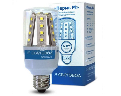 Лампа светодиодная Пермь М 28WW-220 5Вт 3000К тепл. бел. 220В Световод ПМ.008.01