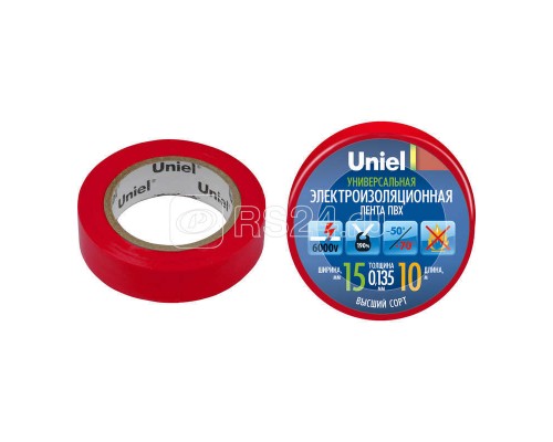 Лента изоляционная UIT-135P 10/15/01 RED 0.135х15 10м красн. Uniel 04513