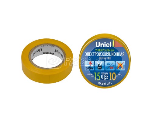 Лента изоляционная UIT-135P 10/15/01 YEL 0.135х15 10м жел. Uniel 04515