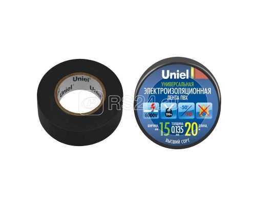Лента изоляционная UIT-135P 20/15/01 BLK 20м/15мм черн. Uniel 04484