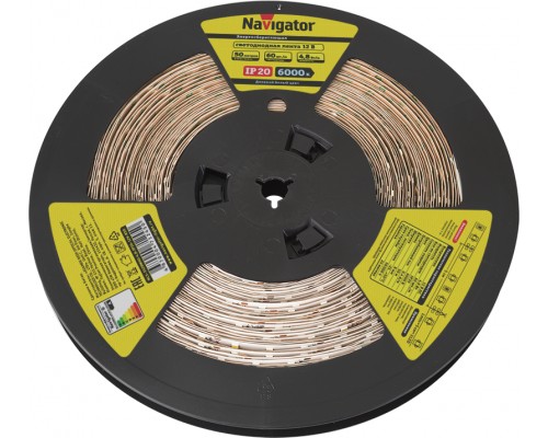 Лента светодиодная 71 245 NLS-3528W60-4.8-IP20-12V-R50 4.8Вт/м (уп.50м) Navigator 71245