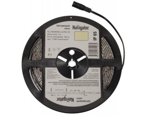 Лента светодиодная 71 404 NLS-3528B60-4.8 IP65 12B R5 4.8Вт/м (уп.5м) Navigator 71404