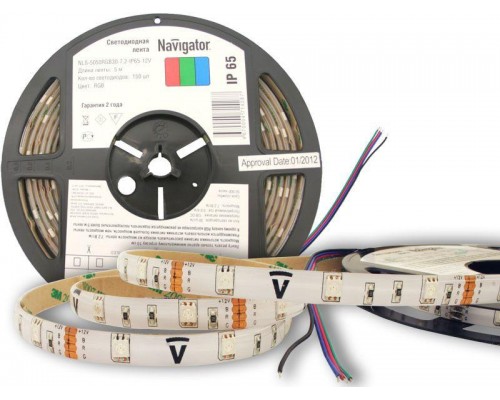 Лента светодиодная 71 428 NLS-5050RGB30-7.2 IP65 12B R5 7.2Вт/м (уп.5м) Navigator 71428
