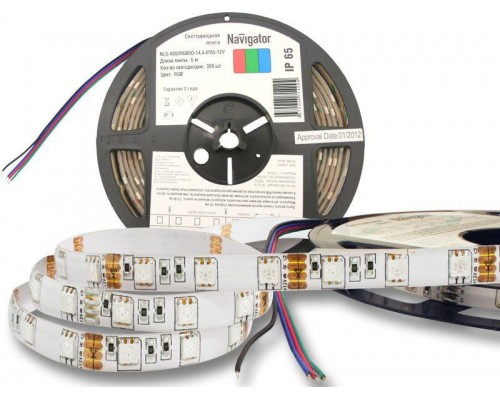 Лента светодиодная 71 429 NLS-5050RGB60-14.4 IP65 12B R5 14.4Вт/м (уп.5м) Navigator 71429