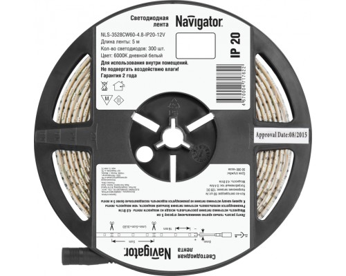 Лента светодиодная 71 762 NLS-3528CW60-4.8-IP20-12V R5 4.8Вт/м (уп.5м) Navigator 71762