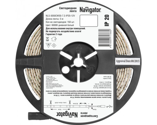 Лента светодиодная 71 766 NLS-5050CW30-7.2-IP20-12V R5 7.2Вт/м (уп.5м) Navigator 71766