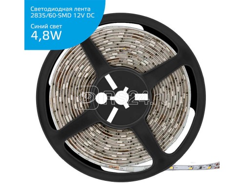 Лента светодиодная Elementary 2835/60-SMD 4.8Вт 12В DC IP66 син. (уп.5м) Gauss 356000505