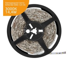 Лента светодиодная Elementary 5050/60-SMD 14.4Вт 12В DC IP20 тепл. бел. (уп.5м) Gauss 355000114