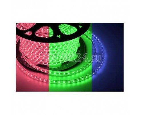 Лента светодиодная SMD2835 10х7мм 60LED/м 4.8Вт/м 220В RGYB IP67 мультиколор (уп.100м) Neon-Night 142-609