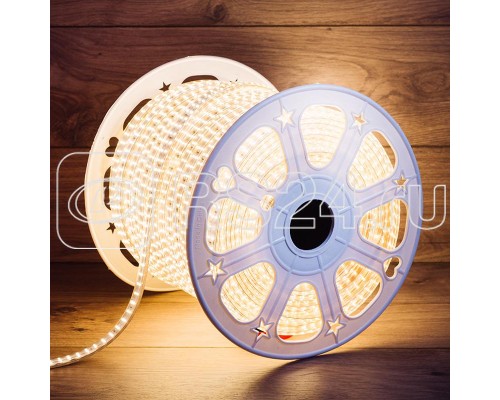Лента светодиодная SMD2835 6.5x17мм 180LED/м 220В IP67 тепл. бел. (уп.100м) Neon-Night 142-202