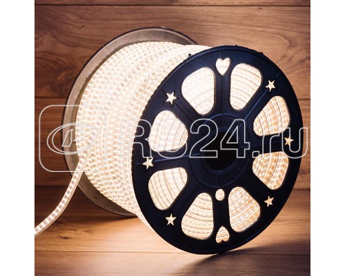 Лента светодиодная SMD3014 6.5x15мм 240LED/м 220В IP67 тепл. бел. (уп.100м) Neon-Night 142-804