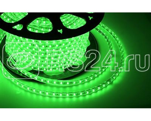 Лента светодиодная SMD3528 10х7мм 60LED/м 4.8Вт/м 220В IP67 зел. (уп.100м) NEON-NIGHT 142-604