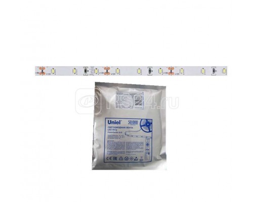 Лента светодиодная гибкая ULS-3014-60LED/m-6mm-IP20-DC12V-6W/m-5M-DW на самоклеящейся основе IP20 угол излучения 120град. 4500К 6Вт/м (уп.5м) Uniel 11051
