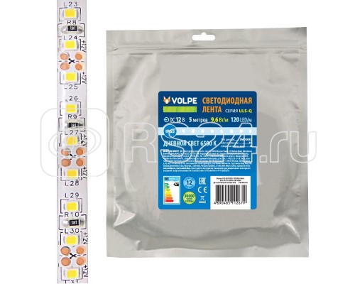 Лента светодиодная гибкая ULS-Q213 5050-30LED/m-10mm-IP65-DC12В-7.2Вт/m-5M-RGB на самоклеящейся основе в герметичной упаковке RGB Volpe UL-00004536