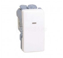 Механизм кнопки клавишной с подсветкой узкая 10А 250В Simon27 сл. кость 27669-61