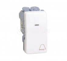 Механизм кнопки клавишной звонок с подсветкой узкая 10А 250В Simon27 сл. кость 27160-61