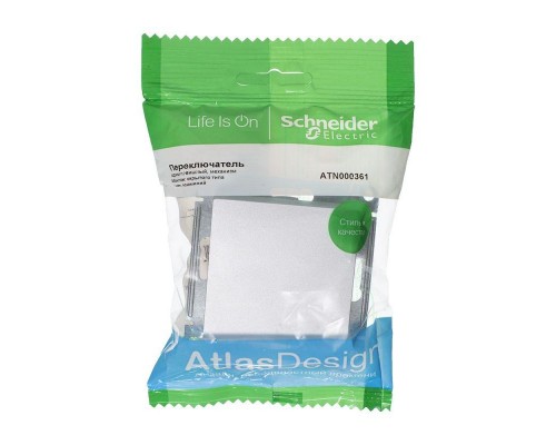 Механизм переключателя 1-кл. СП AtlasDesign 10А IP20 (сх. 6) 10AX алюм. SchE ATN000361