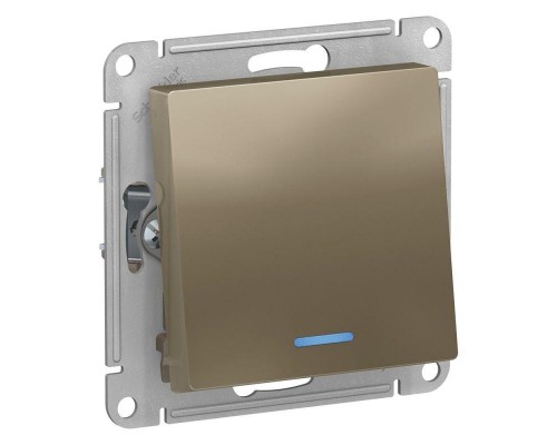 Механизм переключателя 1-кл. СП AtlasDesign 10А IP20 (сх. 6а) 10AX с подсветкой шампань SchE ATN000563