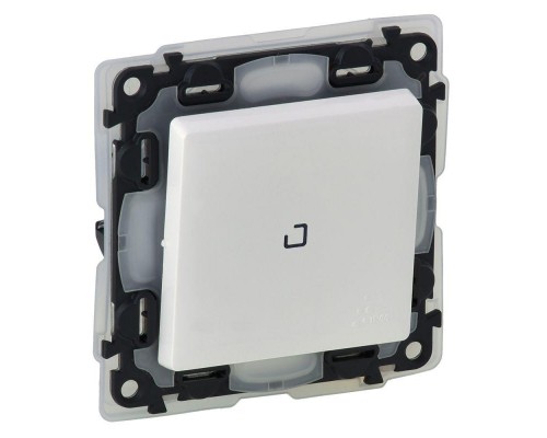 Механизм переключателя 1-кл. СП Valena Life 10А IP44 250В 10AX с подсветкой с лиц. панелью безвинт. зажимы бел. Leg 752167