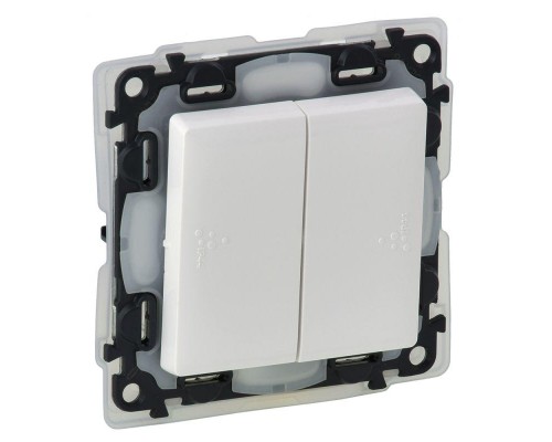 Механизм переключателя 2-кл. СП Valena Life 10А IP44 250В с лиц. панелью безвинт. зажимы бел. Leg 752158