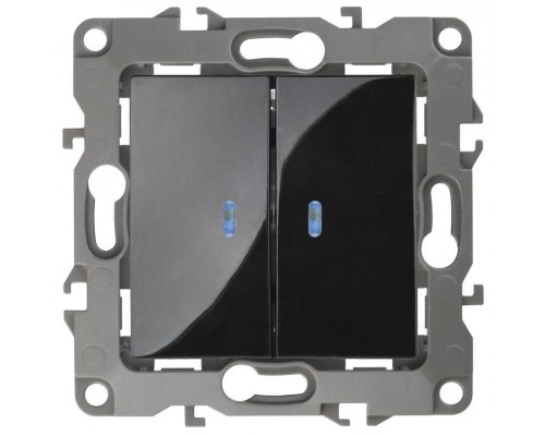 Механизм переключателя 2-кл. СП Эра12 10А IP20 12-1106-06 250В 10AX черн. Эра Б0014668