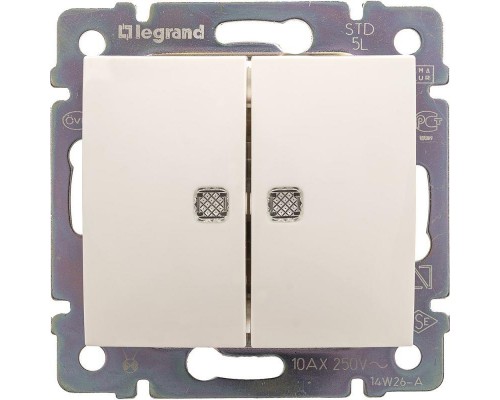 Механизм переключателя проходного на 2 направления 1-кл. СП Valena 16А IP31 250В с зел. подсветкой бел. Leg 774203