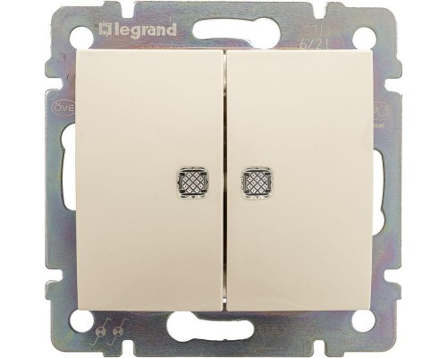 Механизм переключателя проходного на 2 направления 1-кл. СП Valena 16А IP31 250В с зел. подсветкой сл. кость Leg 774103
