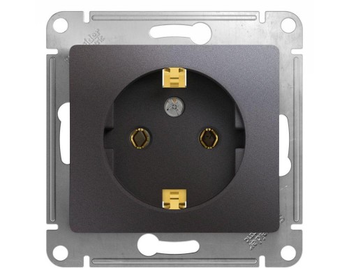 Механизм розетки 1-м Glossa 16А 250В с заземл. графит SchE GSL001343