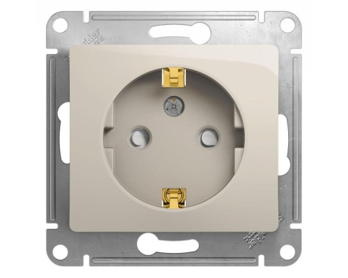 Механизм розетки 1-м Glossa 16А 250В защ. шторки с заземл. молоч. SchE GSL000945
